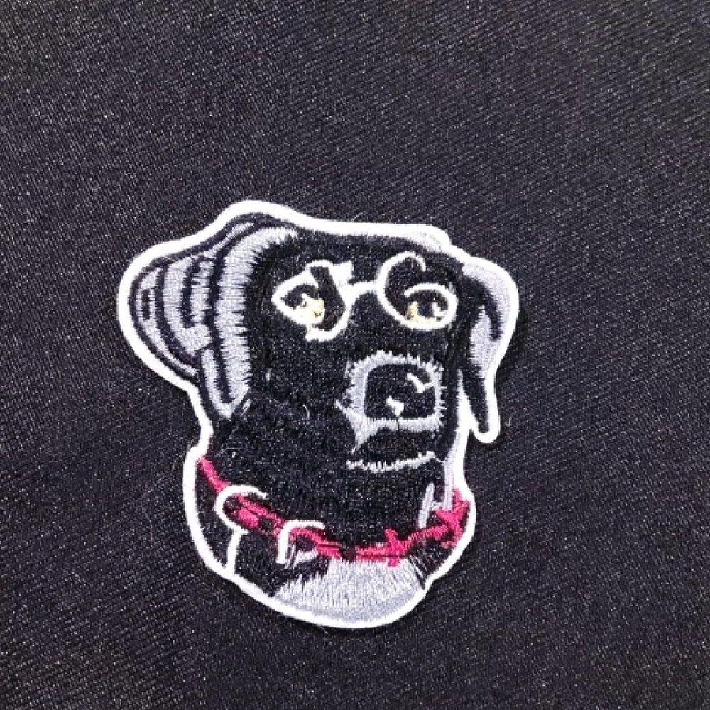 Black Lab Dog Patch with Red Collar Iron On